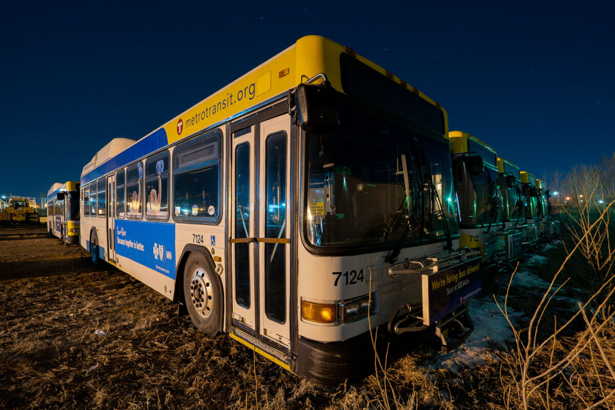 Metro Transit buses parked in Minneapolis.