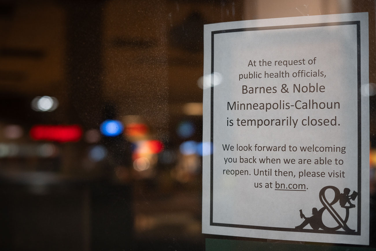 Barnes & Noble in Minneapolis closed due to the coronavirus outbreak.