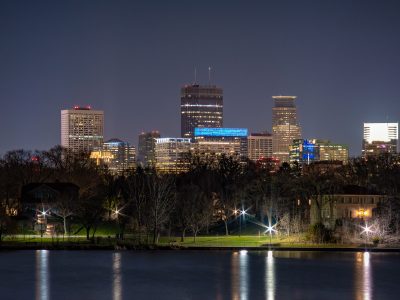 Minneapolis Skyline from Lake of the Isles at Night