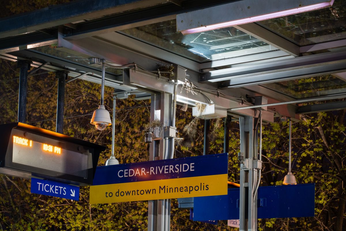 Blue Line Platform Signage at Cedar-Riverside Station, Minneapolis