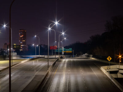 Empty I-394 Minneapolis at Night, COVID-19 Closure
