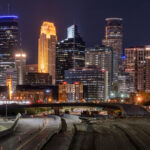 Downtown Minneapolis and construction on I-35W.