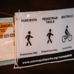 Minneapolis parks coronavirus signage on closed streets during COVID-19.