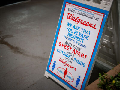 Walgreens Social Distancing Sign, Minneapolis, March 2020