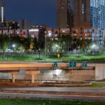 35W near downtown Minneapolis with Riverside Plaza towers.