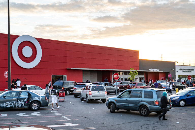 Lake Street Target During Minneapolis Uprising 4 The Target Store across from the Minneapolis Police 3rd Precinct during the Uprising following the death of George Floyd days prior.