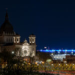 The Basilica of Saint Mary and Target Field, the home of the Minnesota Twins.