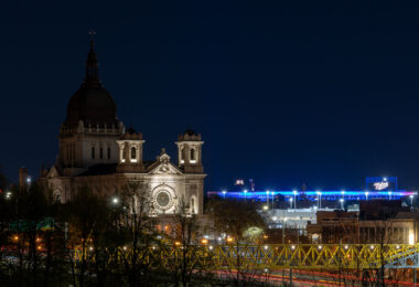 The Basilica of Saint Mary and Target Field, the home of the Minnesota Twins.