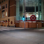 The flagship Target Store in downtown Minneapolis is boarded up during unrest over the May 25th murder of George Floyd.