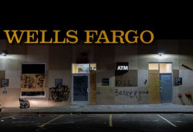 A Wells Fargo bank during unrest over the police murder of George Floyd.