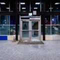 Broken windows at the Lake Street/Midtown Light Rail Station on May 28, 2020 during the 3rd day of protests in Minneapolis following the death of George Floyd.