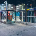 Broken windows on May 28, 2020 at the Lake Street/Midtown Station on the 3rd day of protests in Minneapolis following the death of George Floyd.