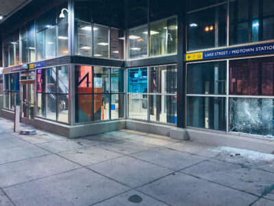 Shattered Window at Lake Street/Midtown Station