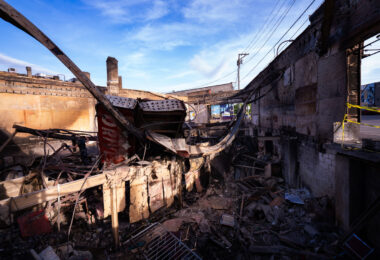 Minnehaha Liquors on May 31, 2020 after it was burned during protests following the murder of George Floyd.