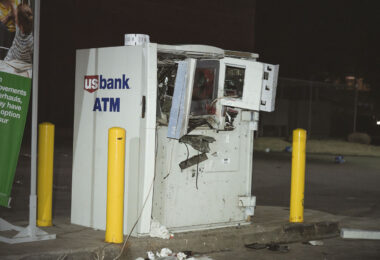 A broken into US Bank ATM on Lake Street during the 2nd day of protests in Minneapolis following the death of George Floyd.