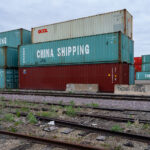 Shipping containers in a Minneapolis rail yard near the University of Minnesota-Twin Cities.