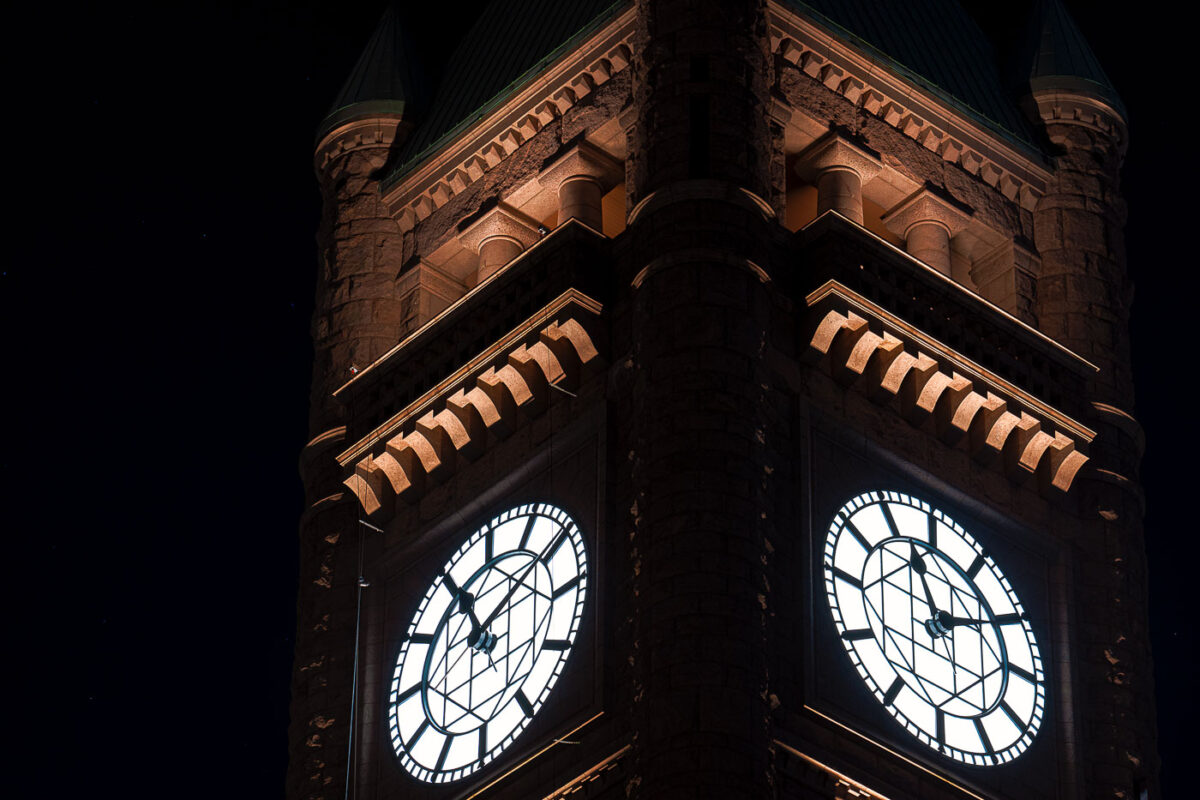 Minneapolis City Hall Clock Tower At Night