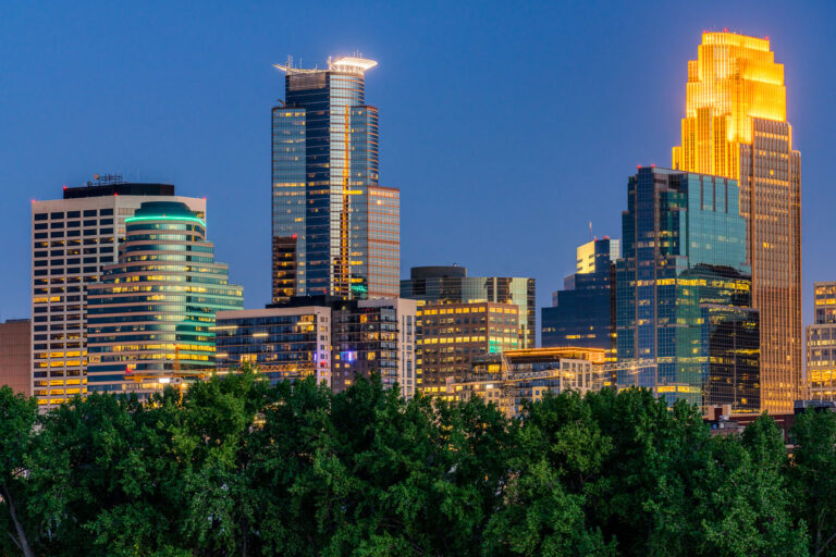 Minneapolis Skyline 2 Downtown Minneapolis as seen from Boom Island Park.