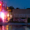 Banners and graffiti on Lake Street in South Minneapolis the day after George Floyd was killed.