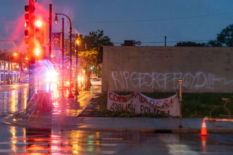 RIP GEORGE FLOYD on Lake Street 4 Banners and graffiti on Lake Street in South Minneapolis the day after George Floyd was killed.