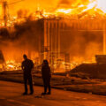 A 6-story new housing development on fire near the Minneapolis Police 3rd Precinct during the 2nd day of protests in Minneapolis following the death of George Floyd.