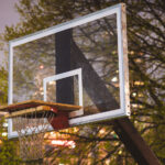 A basketball hoop with a board over it to prevent playing during COVID-19 in Minneapolis. May 2020