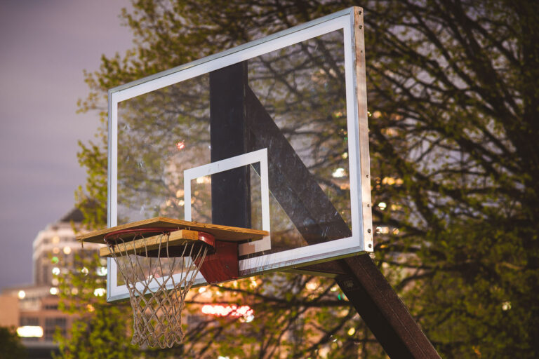 COVID-19 and Elliot Park, Minneapolis 2 A basketball hoop with a board over it to prevent playing during COVID-19 in Minneapolis. May 2020