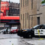 Destroyed Minneapolis Police squad car outside the Minneapolis police 3rd precinct police station on May 26, 2020.