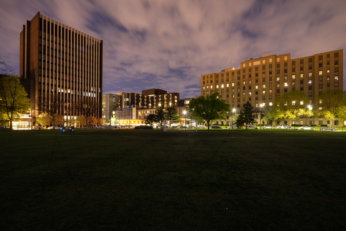 Elliot Park at night in downtown Minneapolis