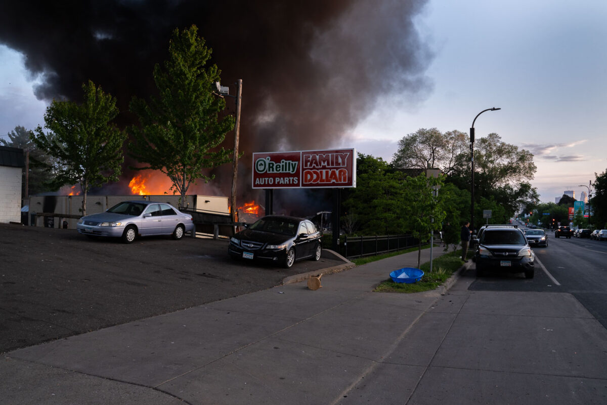 O'Reilly Auto Parts fire on May 30, 2020 after 4 nights of protests following the death of George Floyd.