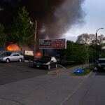 O'Reilly Auto Parts on Nicollet Ave on fire 2 O'Reilly Auto Parts fire on May 30, 2020 after 4 nights of protests following the death of George Floyd.