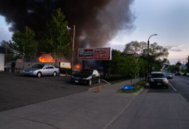 O'Reilly Auto Parts fire on May 30, 2020 after 4 nights of protests following the death of George Floyd.