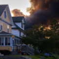 Smoke fills the sky on May 30, 2020 after a night of fires following 4 days of protests after the death of George Floyd.