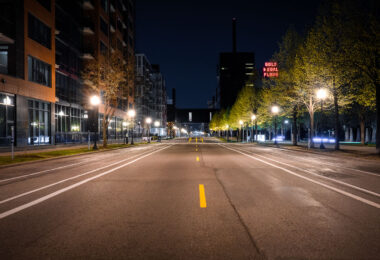 South Second Street in downtown Minneapolis during the coronavirus (COVID-19) shutdown.