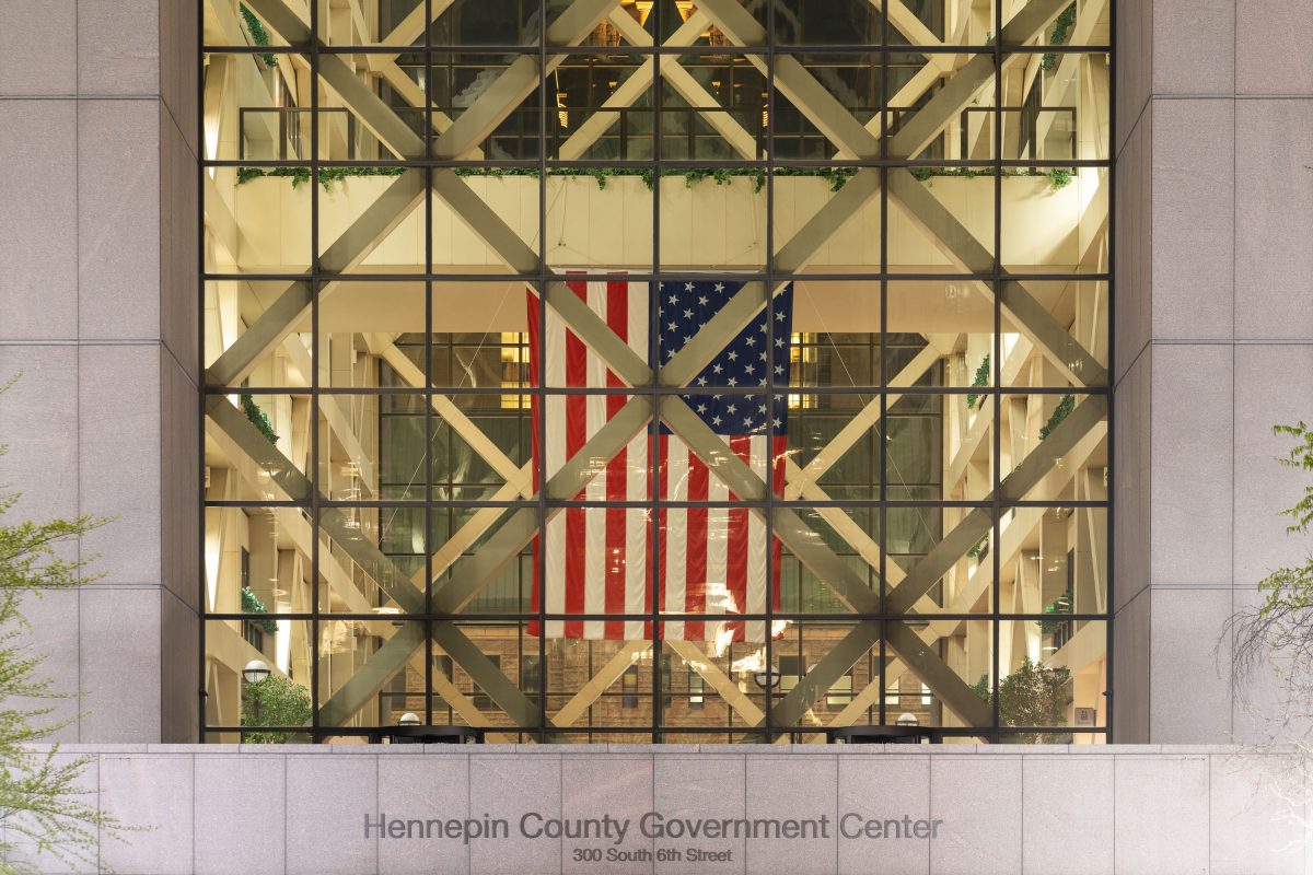Hennepin County Government Center and the American Flag