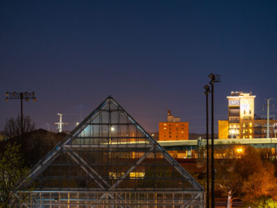 International Market Square in Minneapolis at night