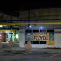 "Justice for Floyd" on a board at a strip mall in Minneapolis on May 29, 2020, the 3rd day of protests in Minneapolis following the death of George Floyd.