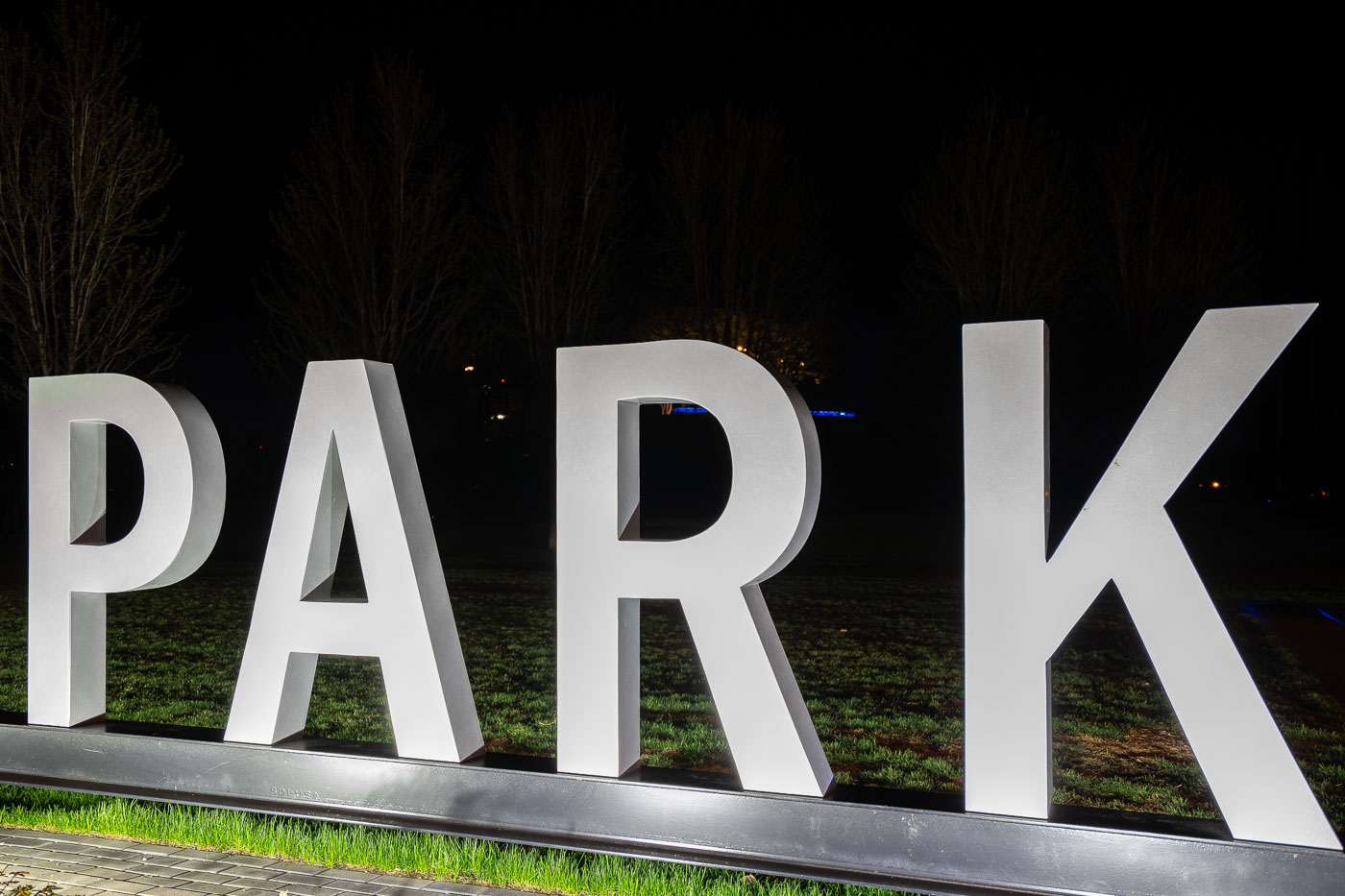 Letters spelling PARK in downtown Minneapolis