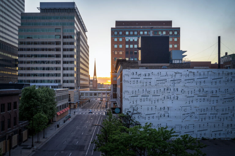 Downtown Minneapolis on 4th day of protests 3 Looking down an empty S 10th St in downtown Minneapolis on May 29, 2020, the 4th day of protests in Minneapolis following the death of George Floyd.