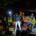 Community medics tend to those injured at protests outside the Minneapolis Police 3rd Precinct on May 28, 2020.