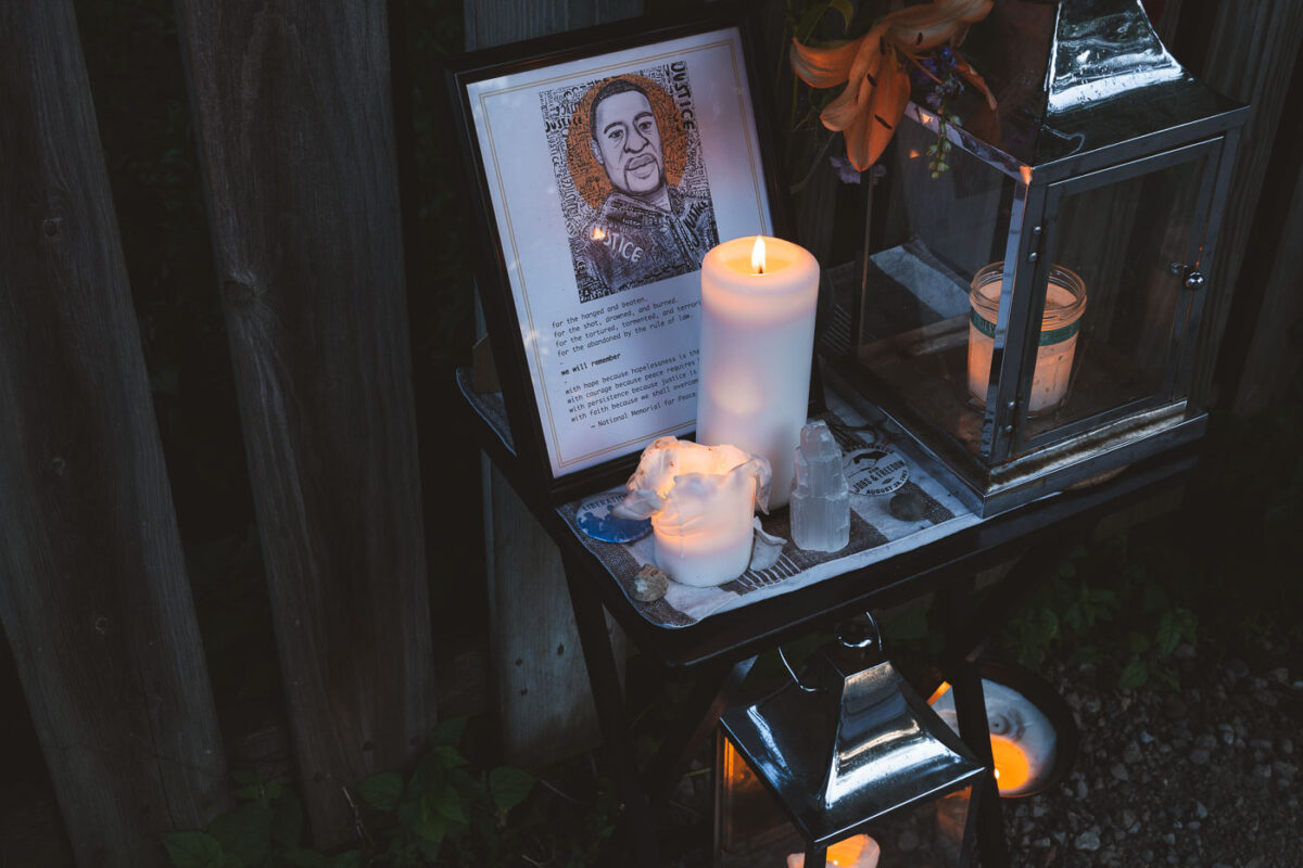 A memorial for George Floyd in front of a South Minneapolis home on May 30, 2020.