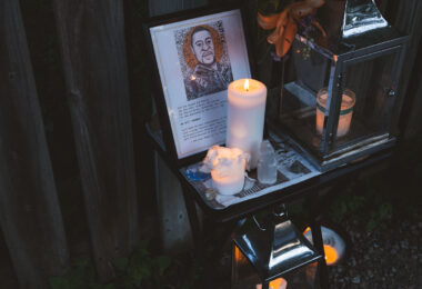 A memorial for George Floyd in front of a South Minneapolis home on May 30, 2020.