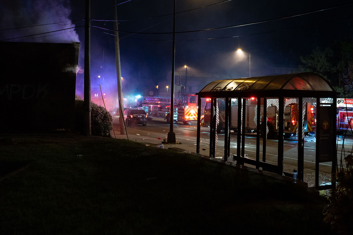 Smoke coming from the roof of the AutoZone