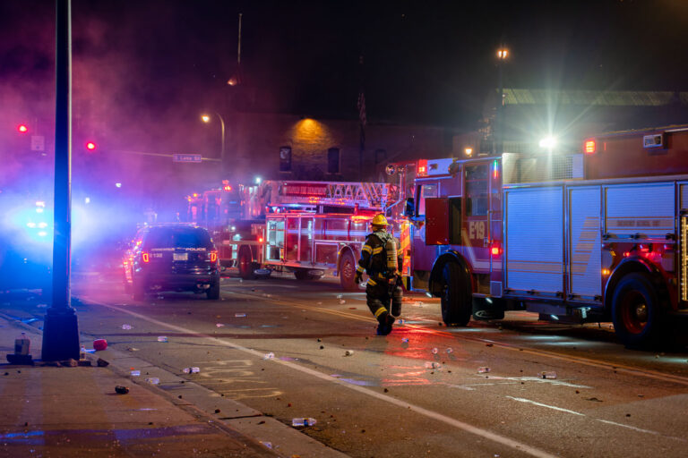 Minneapolis Fire Department on Minnehaha Ave 1 Minneapolis Fire Department works on putting fires out on Minnehaha Avenue during the 2nd day of protests in Minneapolis following the death of George Floyd.