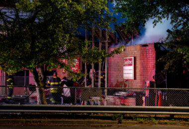 Minneapolis Fire Department fight a fire on May 30, 2020 at Speedway gas on Lake Street as the sun rises following the 4th day of protests in Minneapolis following the death of George Floyd.