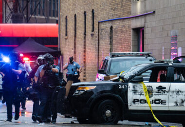 Minneapolis Police fire less lethal weapons pushing people away from the third precinct. Protesters marched from the site of George Floyd's death to the precinct.