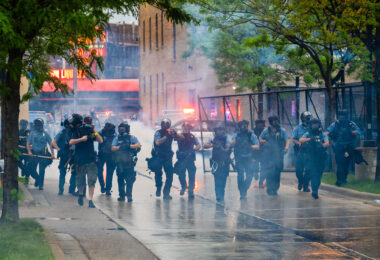 Minneapolis police continue to push protesters and media away from the third precinct.