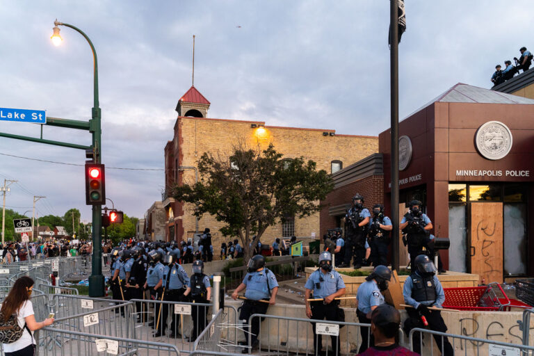 Minneapolis Police surround the 3rd precinct 4 Minneapolis Police surround the 3rd Precinct during the 2nd day of protests in Minneapolis following the death of George Floyd.