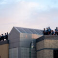 Minneapolis Police on the roof of the 3rd Precinct as protesters gathered outside following the killing of George Floyd days earlier.