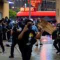 Minneapolis Police clear protesters out from around the third precinct police station using less lethal weapons. 

Protesters had gathered after the death of George Floyd the night before, this was day 1 of protests.